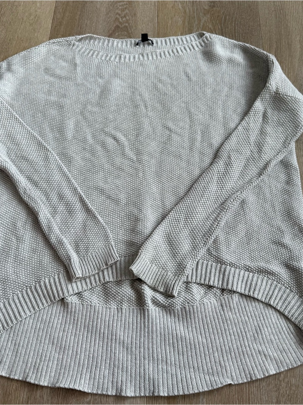Theory Gray Cashmere Cotton Crewneck Knit Sweater